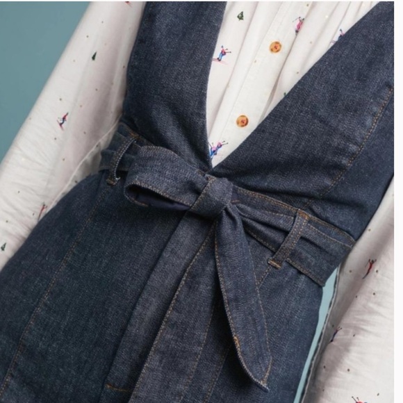 ANTHROPOLOGIE Pilcro Wide Leg Trouser Jumpsuit Denim Letterpress - Picture 3 of 10